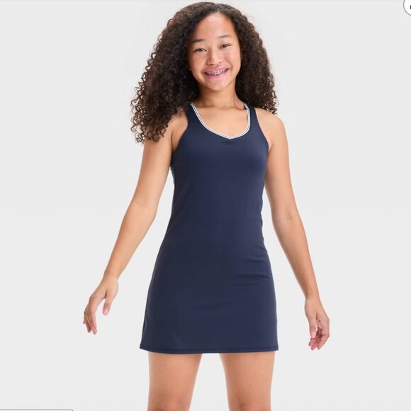 All In Motion Girls Contrast Trim Active Dress Navy Size 8 M | NWOT - Picture 2 of 15
